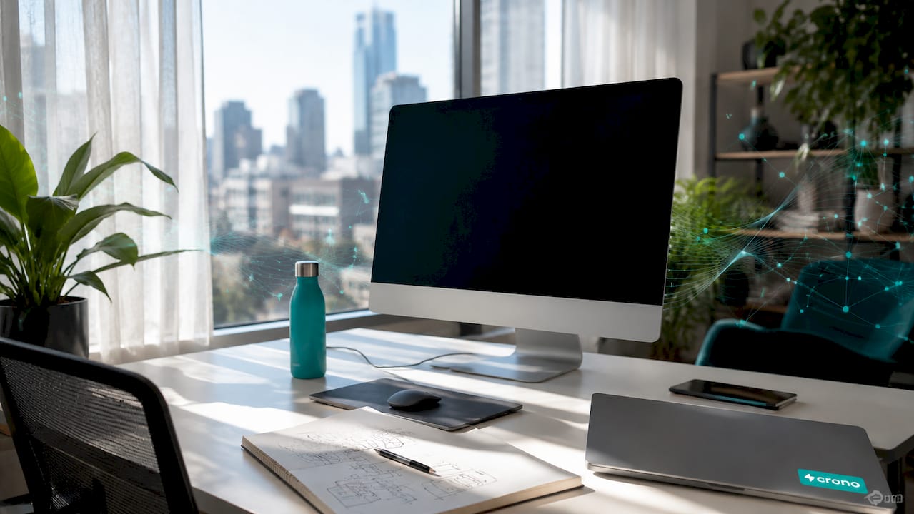 Modern sales workflow dashboard on sleek workspace monitors