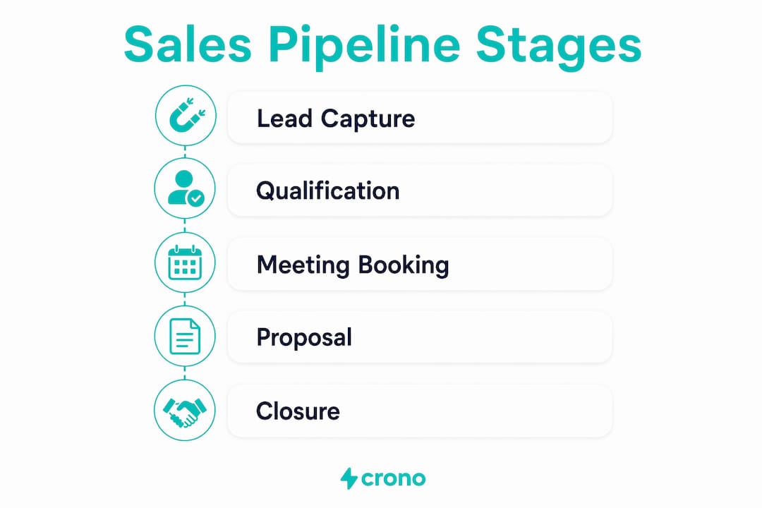 Infographic showing key B2B sales pipeline stages