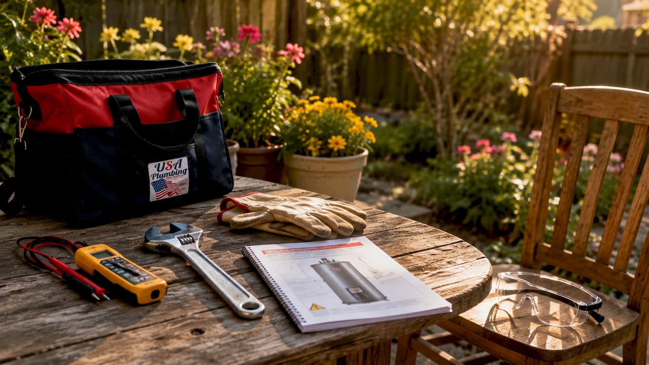 Water heater diagnostic tools and safety gear