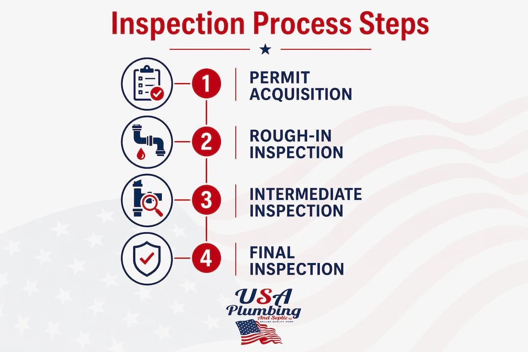 Infographic detailing plumbing permit inspection stages