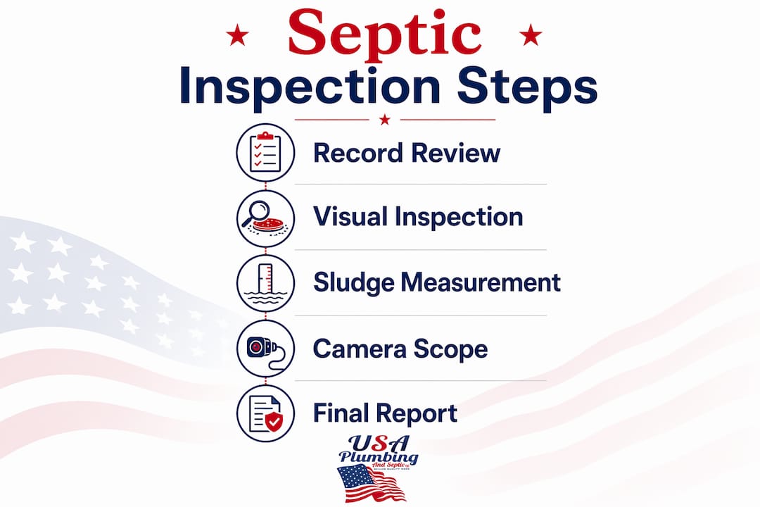 Infographic showing step-by-step septic inspection process