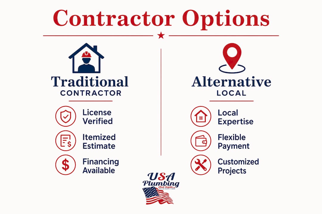 Infographic comparing contractor types for Bullhead City