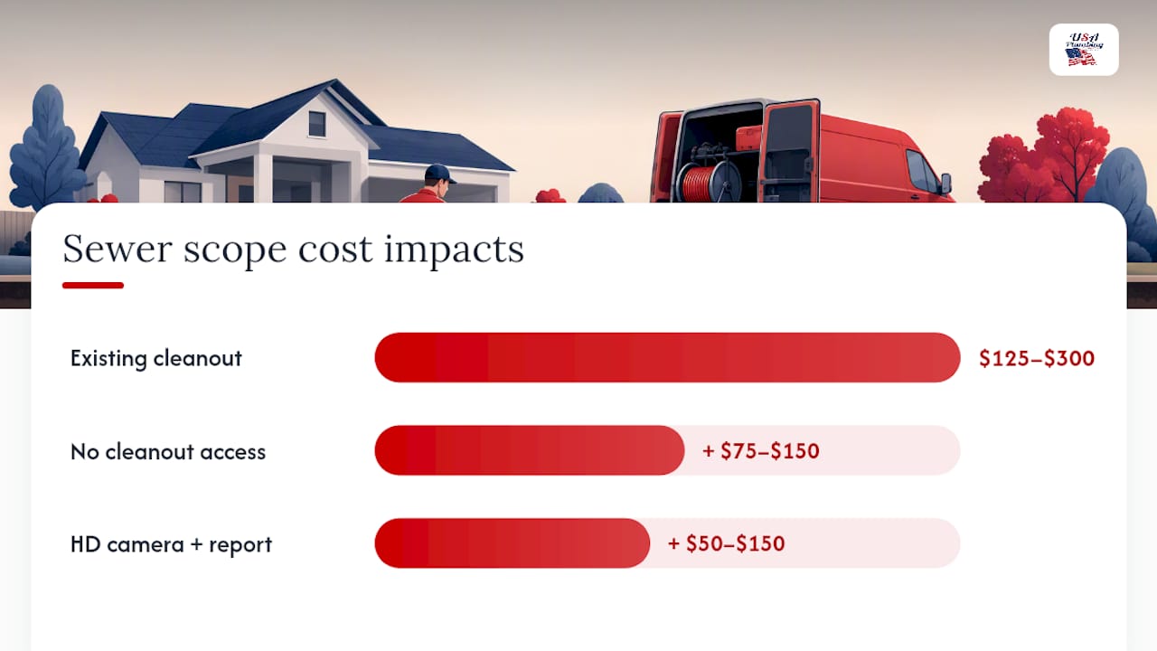 Diagram of sewer camera inspection cost factors and price ranges