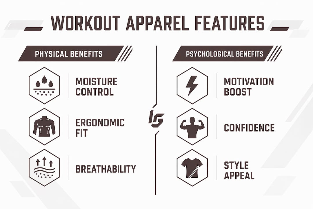 Infographic comparing physical and psychological workout apparel benefits