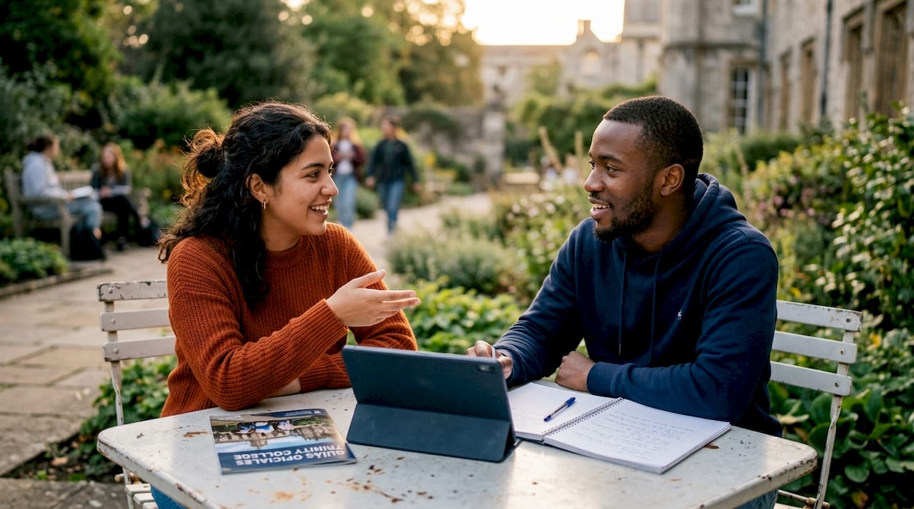 Dos alumnos aprovechan los recursos que ofrece Trinity College