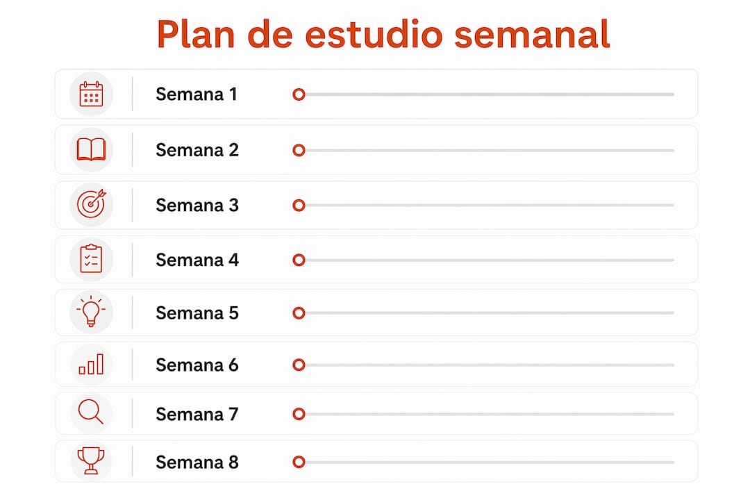 Resumen visual del programa de estudios para completar en 8 semanas