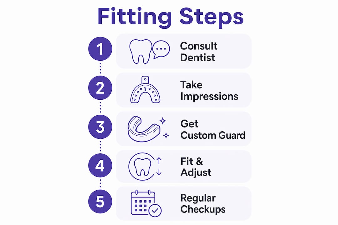 Step-by-step kids night guard fitting infographic