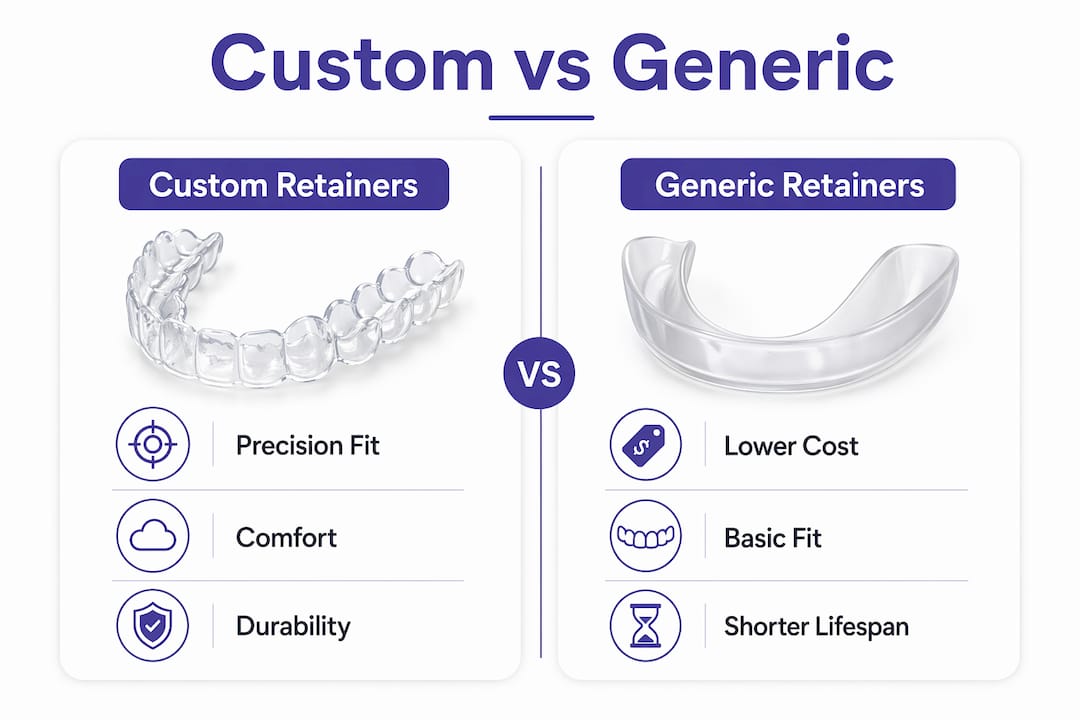 Infographic comparing custom and generic retainers