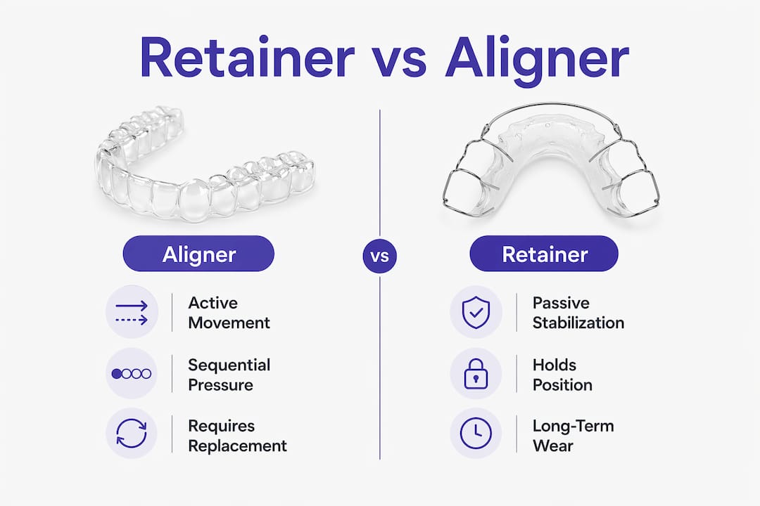 Infographic comparing retainers and aligners