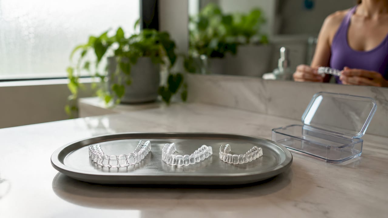 Close-up of varying clear thermoplastic retainers