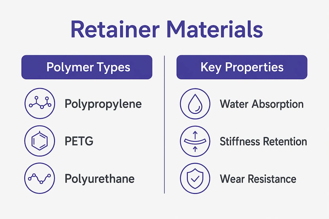 Infographic comparing thermoplastic retainer materials
