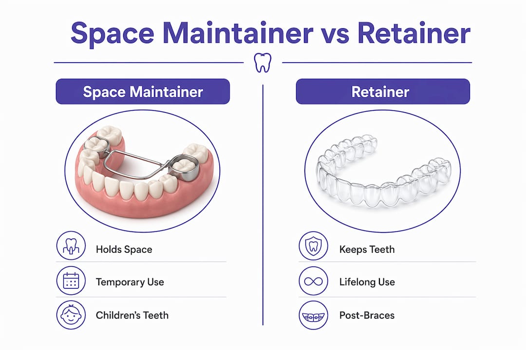 Infographic comparing space maintainers and retainers