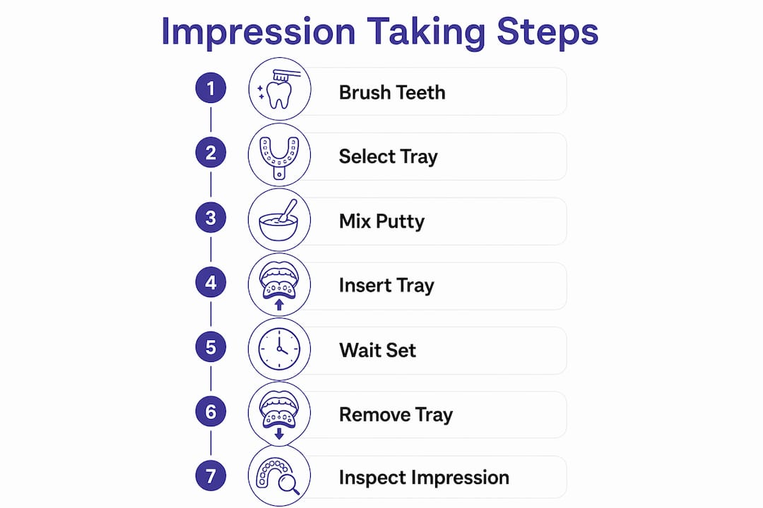 Infographic showing step-by-step retainer impression process