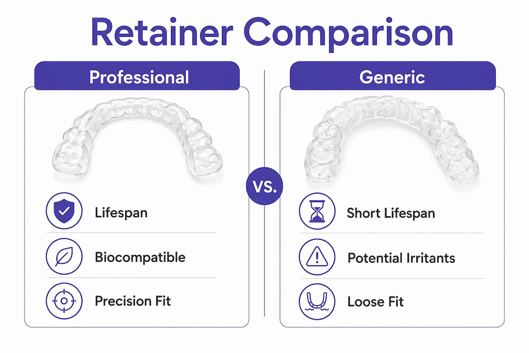 Infographic comparing professional-grade and generic retainers