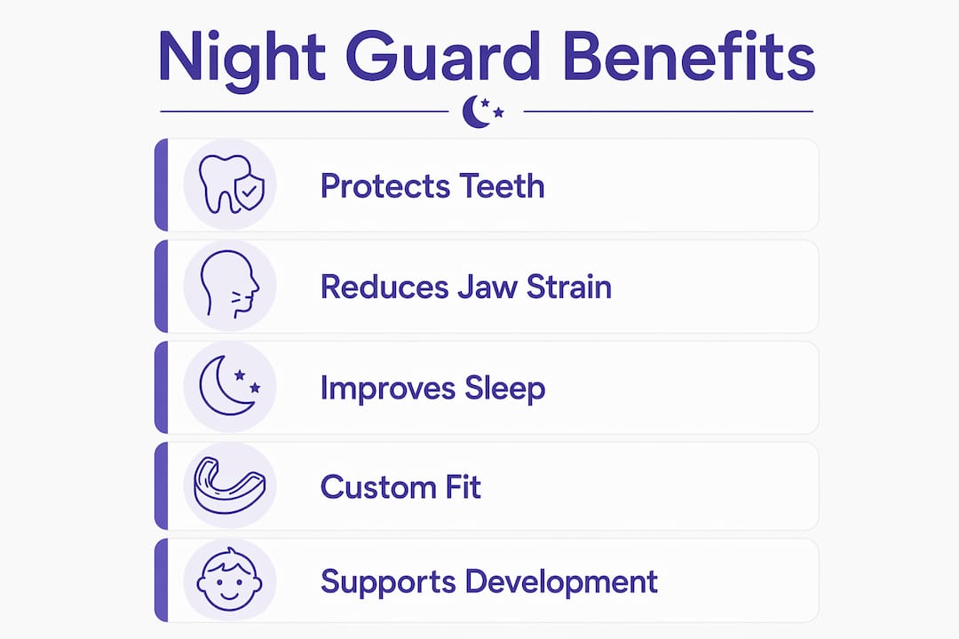 Infographic showing benefits of night guards for children