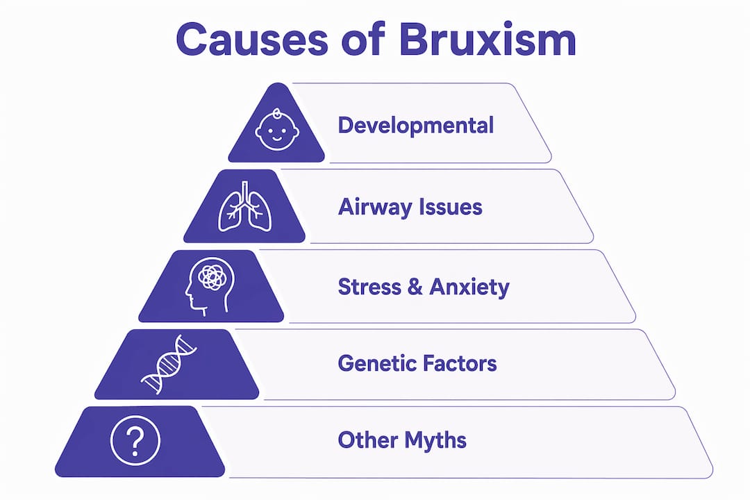 Infographic showing hierarchy of bruxism causes in children