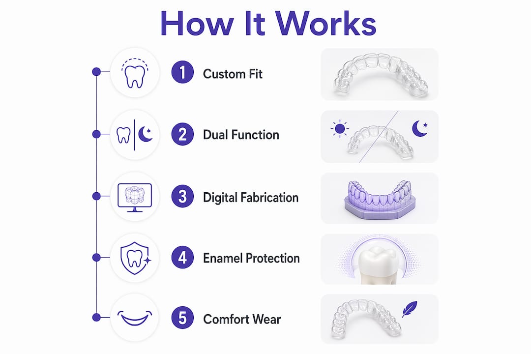Infographic outlining guard retainer combo appliance features and benefits
