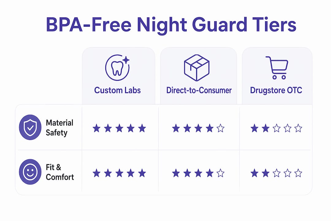 Infographic ranking BPA-free night guard options