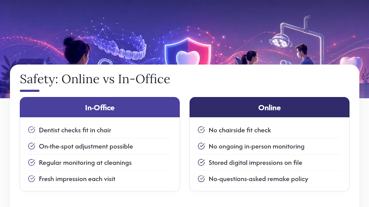 Online Retainers vs. In-Office Retainers: Which Is Actually Safer? — overview diagram