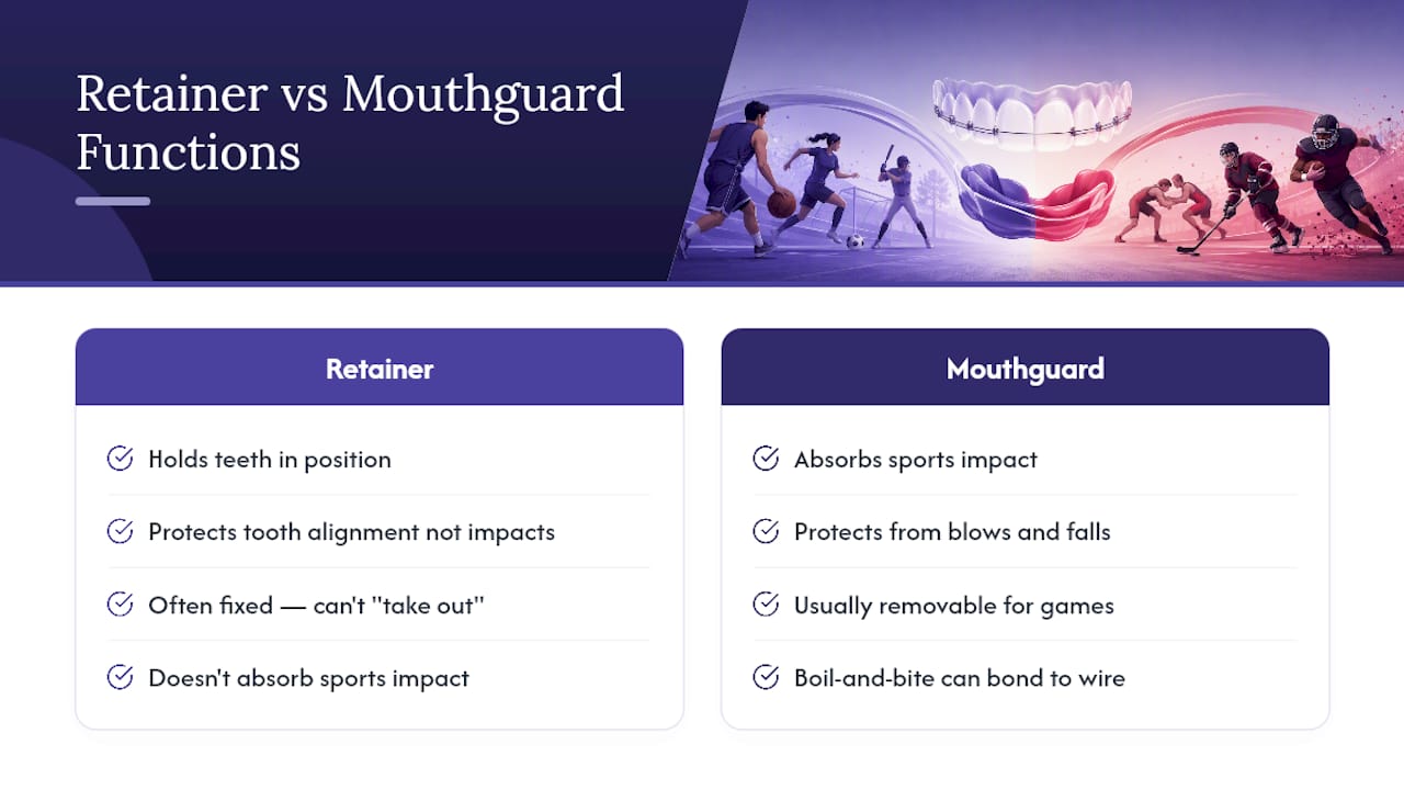 Retainer and mouthguard roles compared