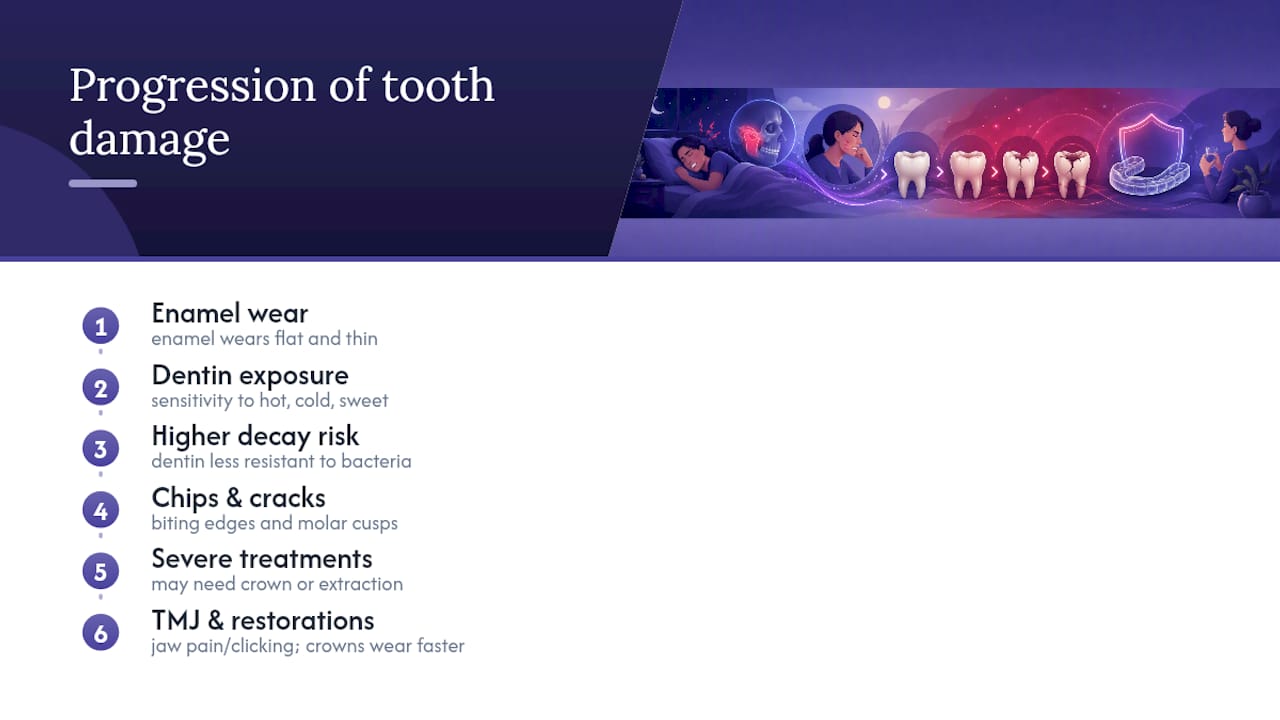 Progression of tooth damage from bruxism