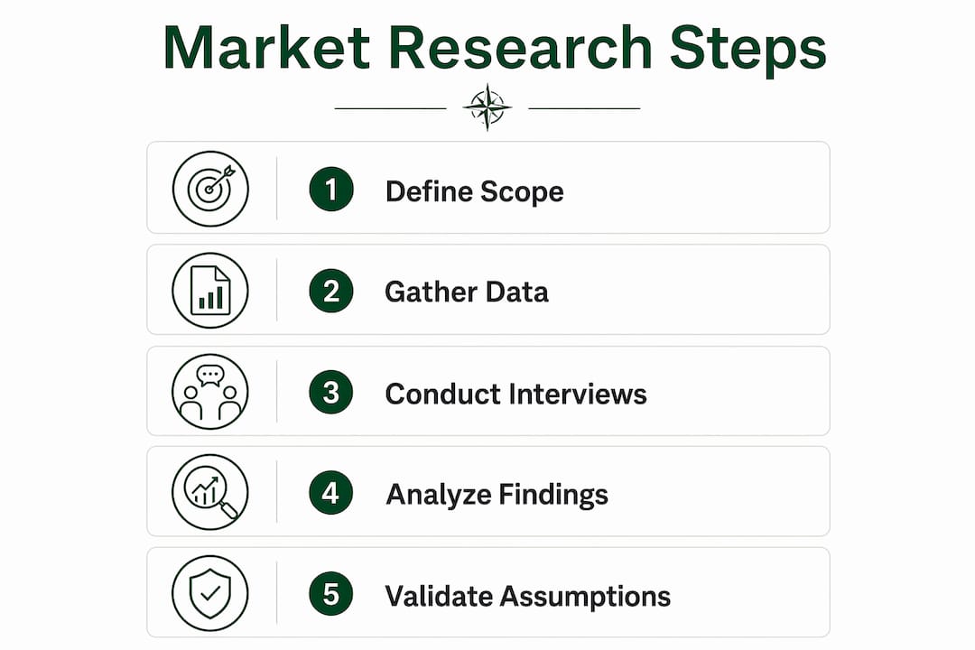 Infographic illustrating steps of market research