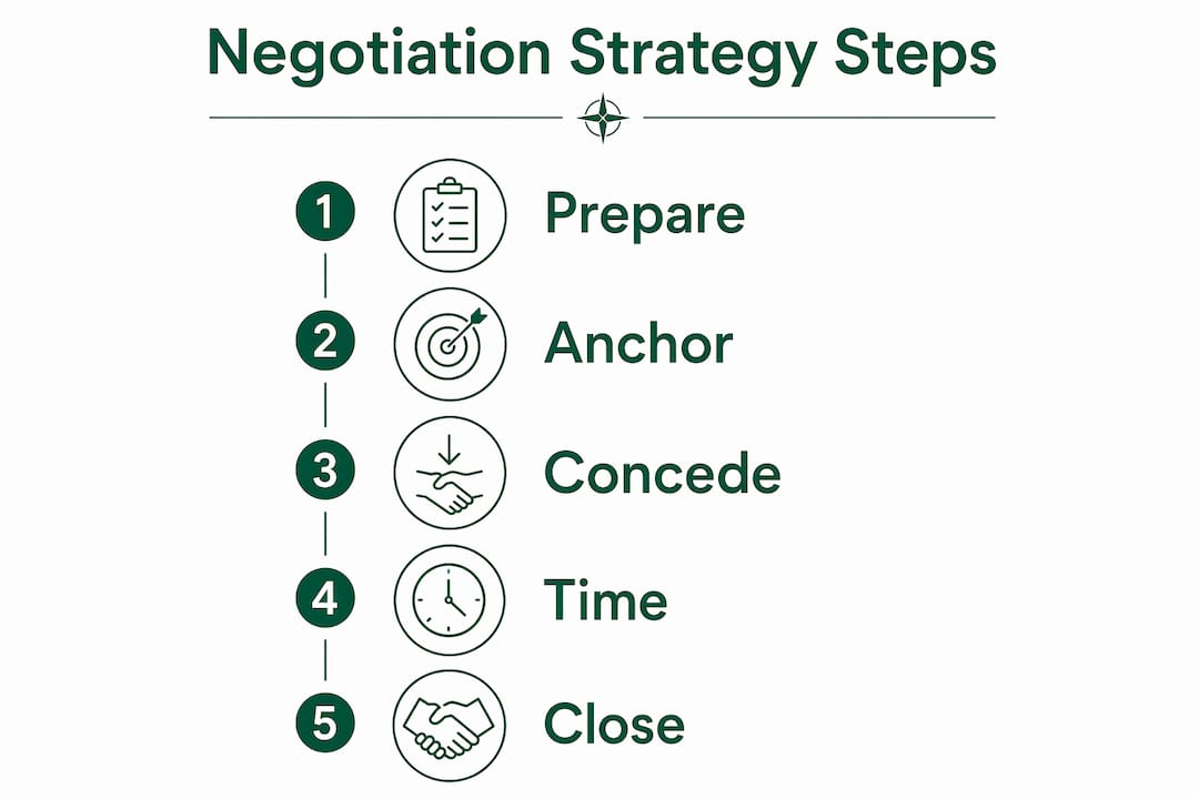 Infographic outlining key negotiation strategy steps