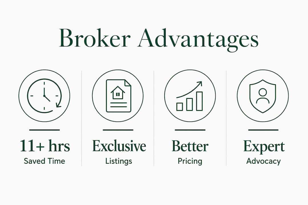 Infographic showing broker advantages with stats