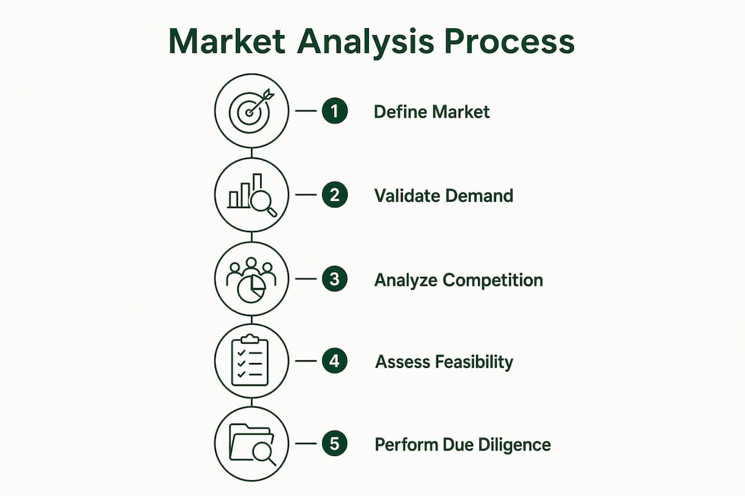 Infographic illustrating market analysis process steps