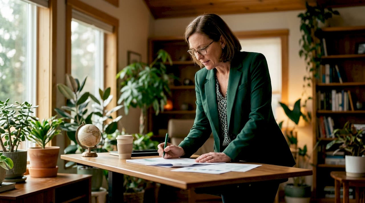 Investor reviewing market analysis reports