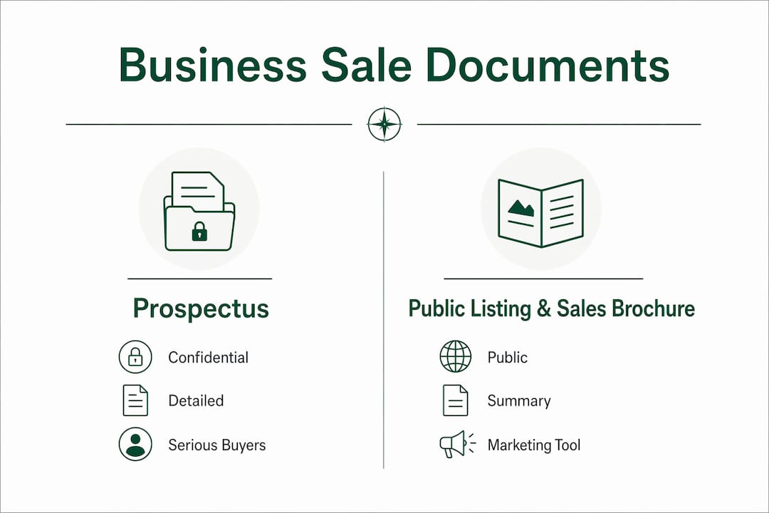 Infographic comparing business sale documents