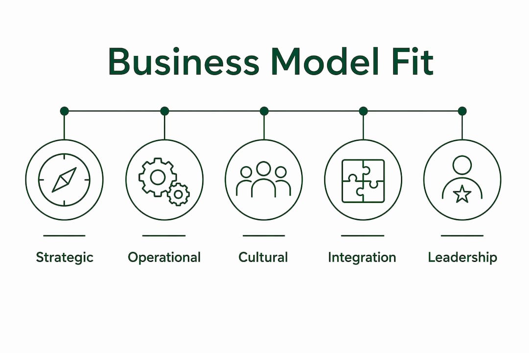 Infographic illustrating key dimensions of business model fit