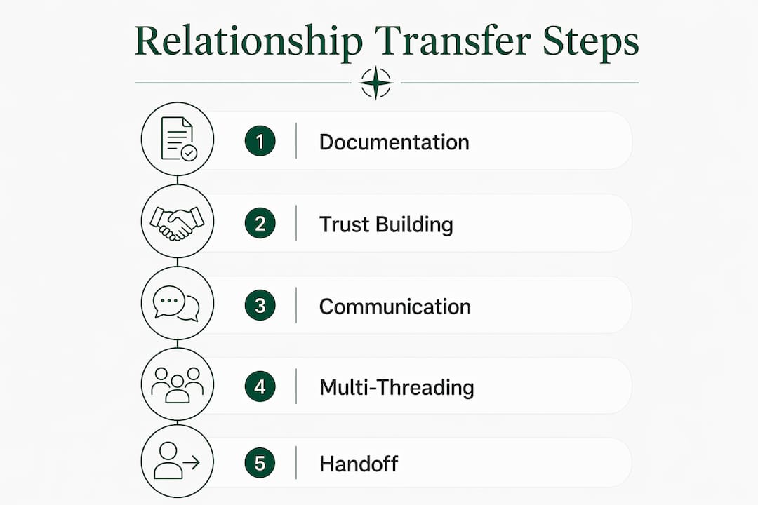 Infographic illustrating steps in business relationship transfer
