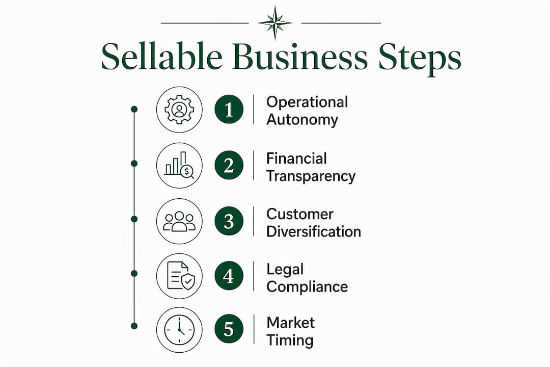 Infographic depicting key steps to make a business sellable