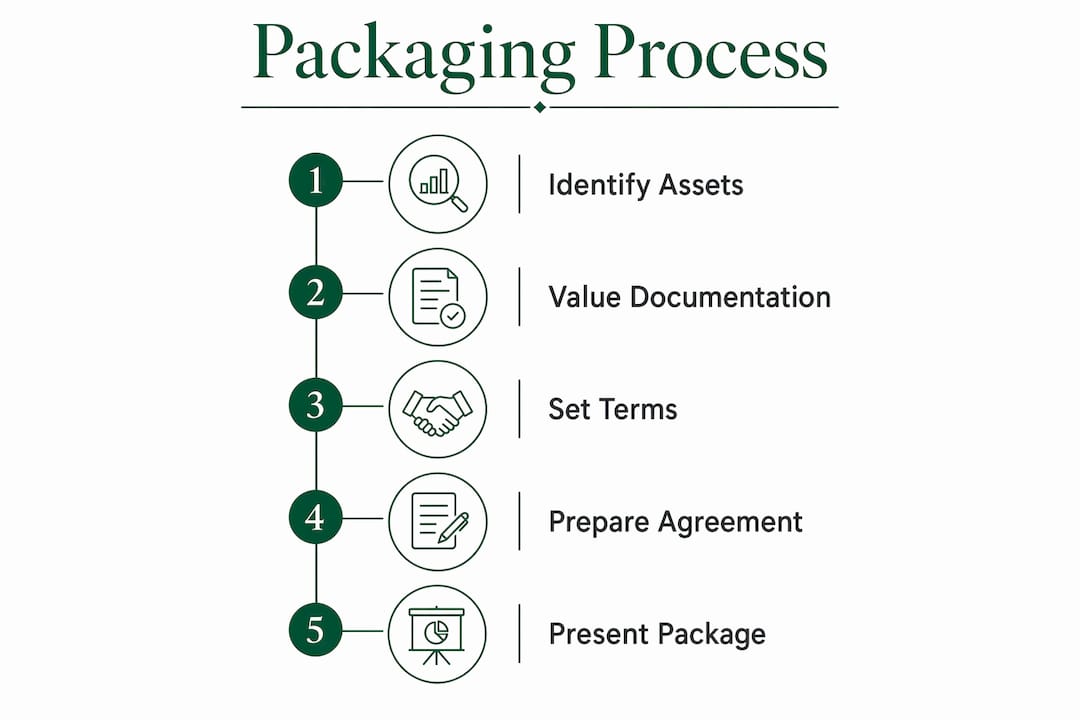 Infographic showing steps to package business assets