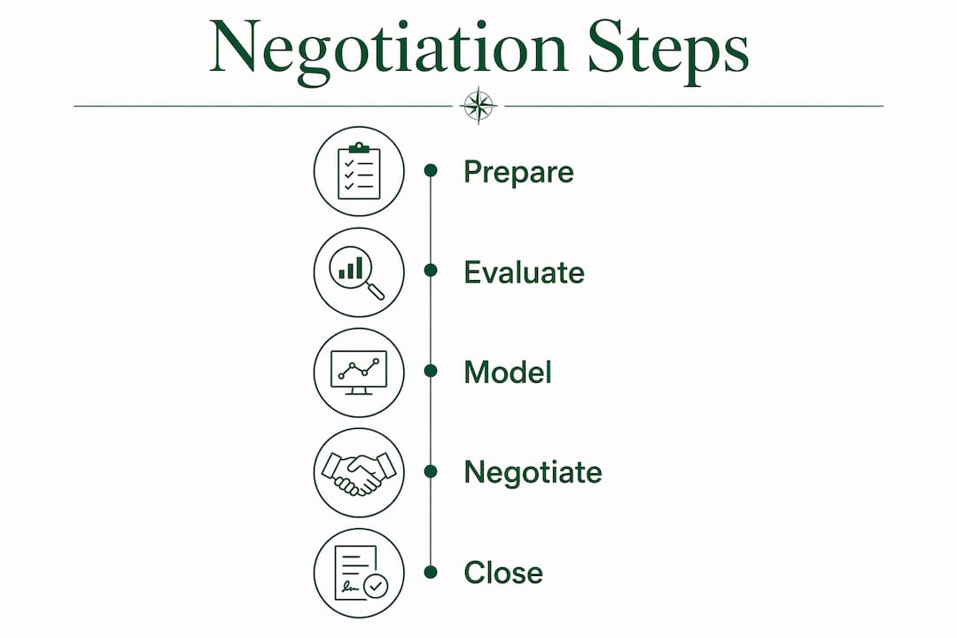 Infographic illustrating key negotiation steps