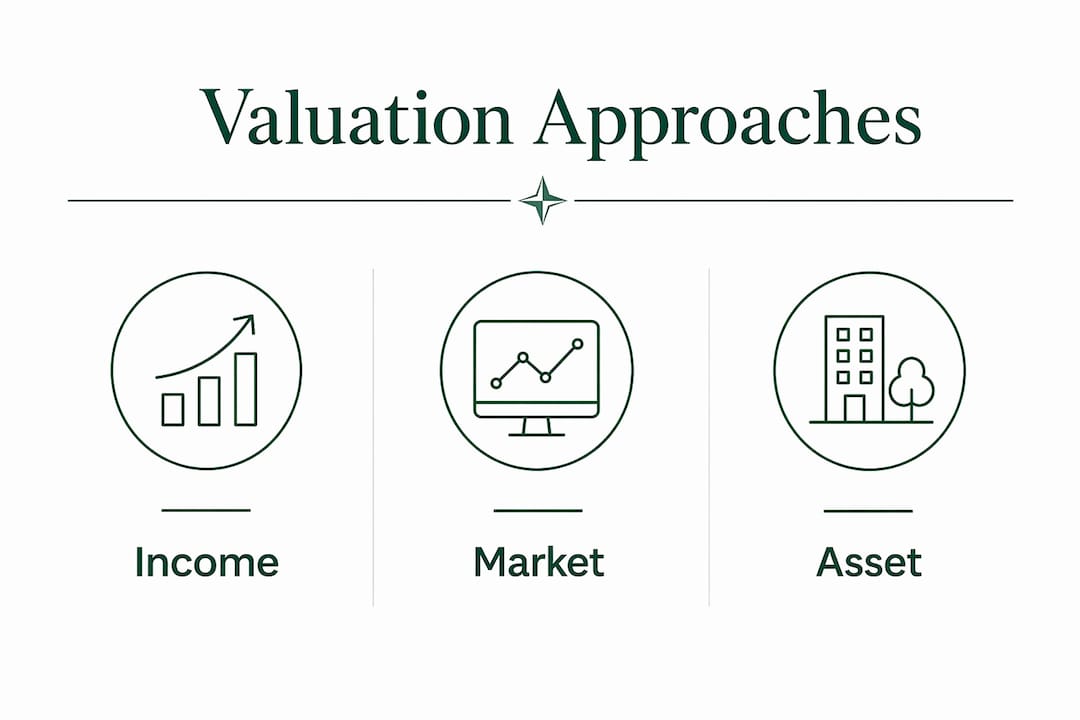 Infographic showing business valuation approaches hierarchy