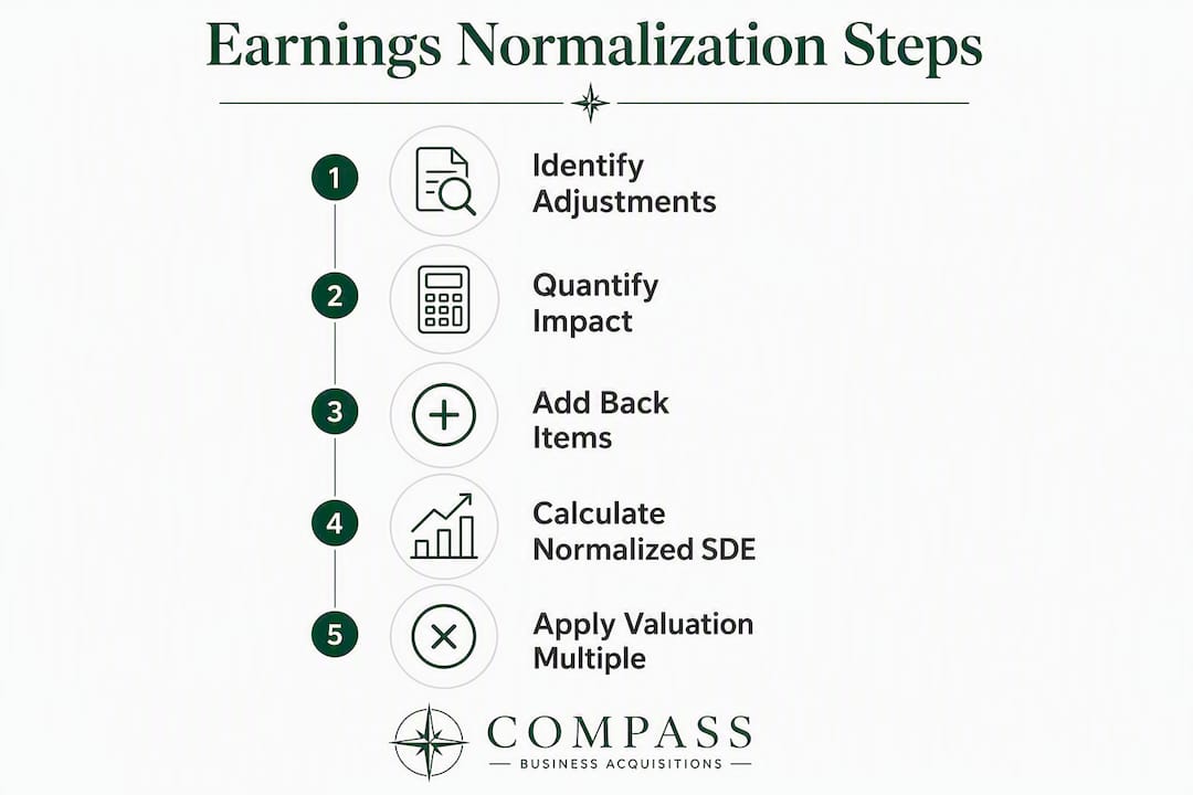 Infographic outlining earnings normalization steps