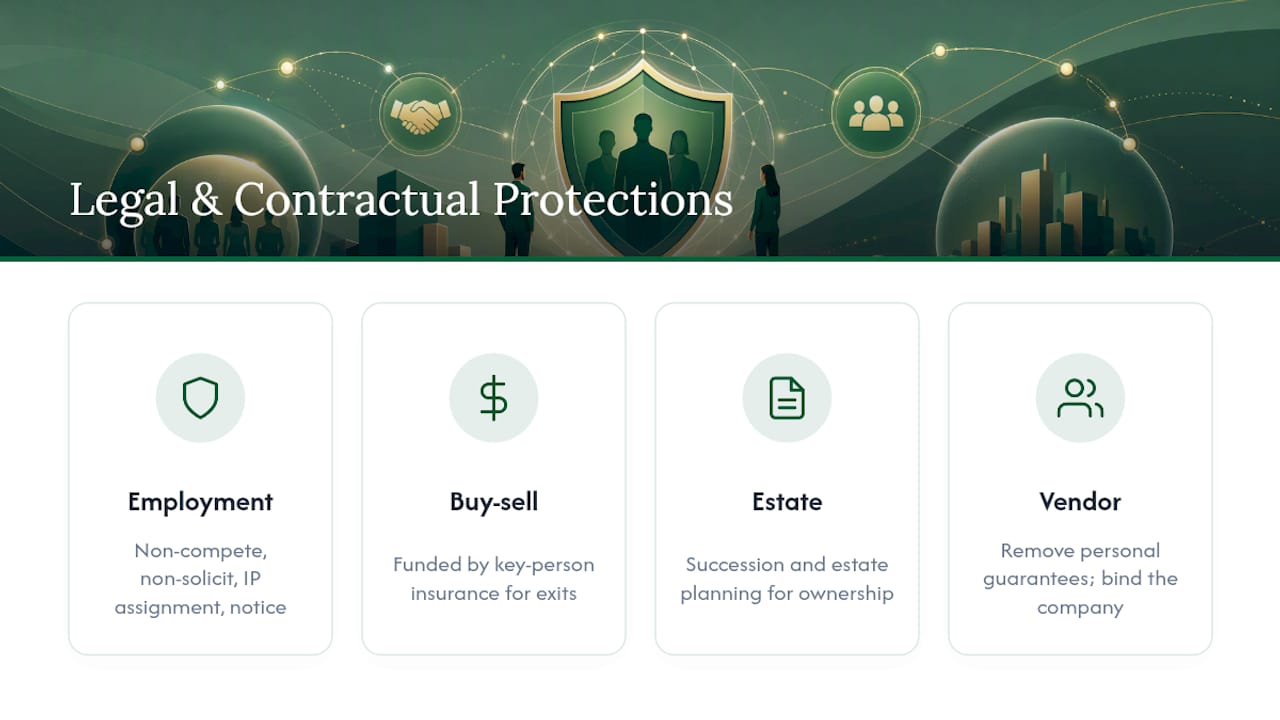Legal and Contractual Ways to Reduce Key Person Exposure — overview diagram