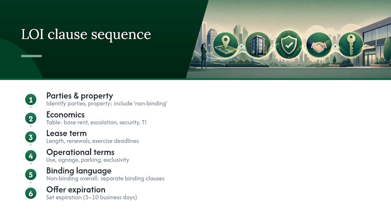 Commercial LOI clause structure sequence