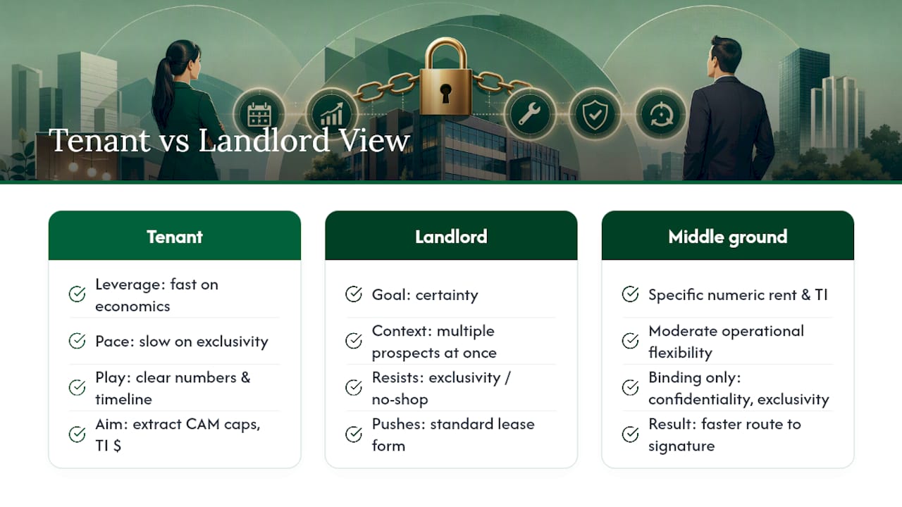 Negotiating LOI Terms: Tenant and Landlord Perspectives — overview diagram