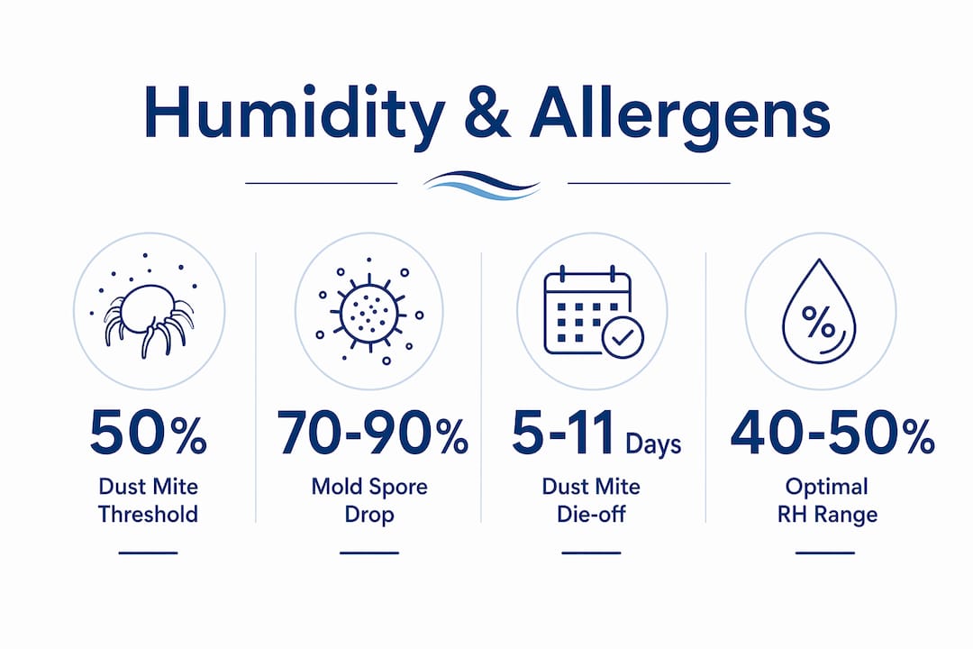 Infographic showing humidity effects on allergy allergens