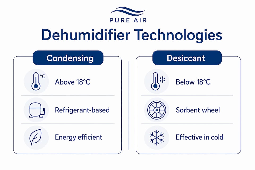 Infographic comparing condensing and desiccant technologies