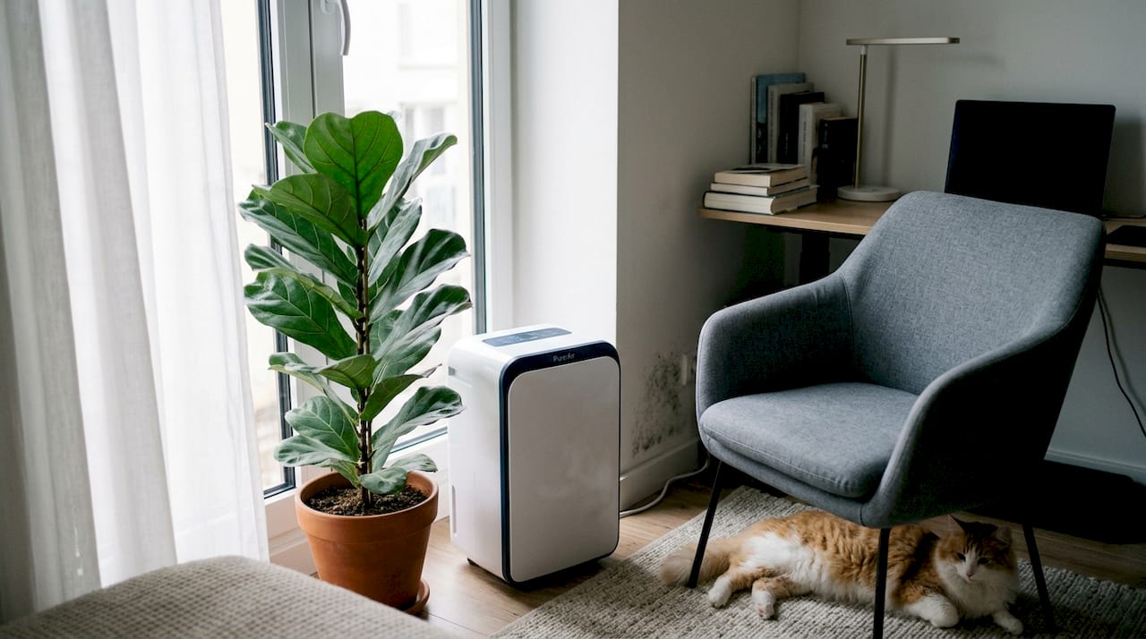 Dehumidifier operating near mould in family room