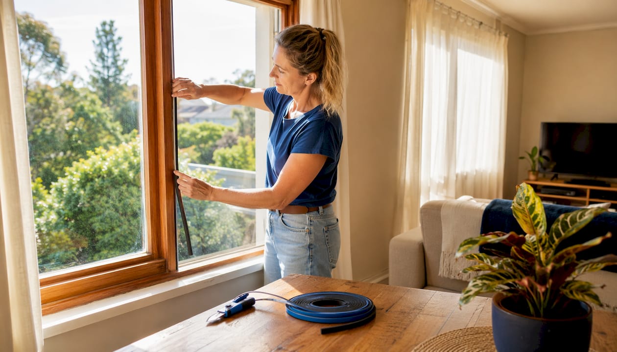 Hands sealing window frame for smoke protection