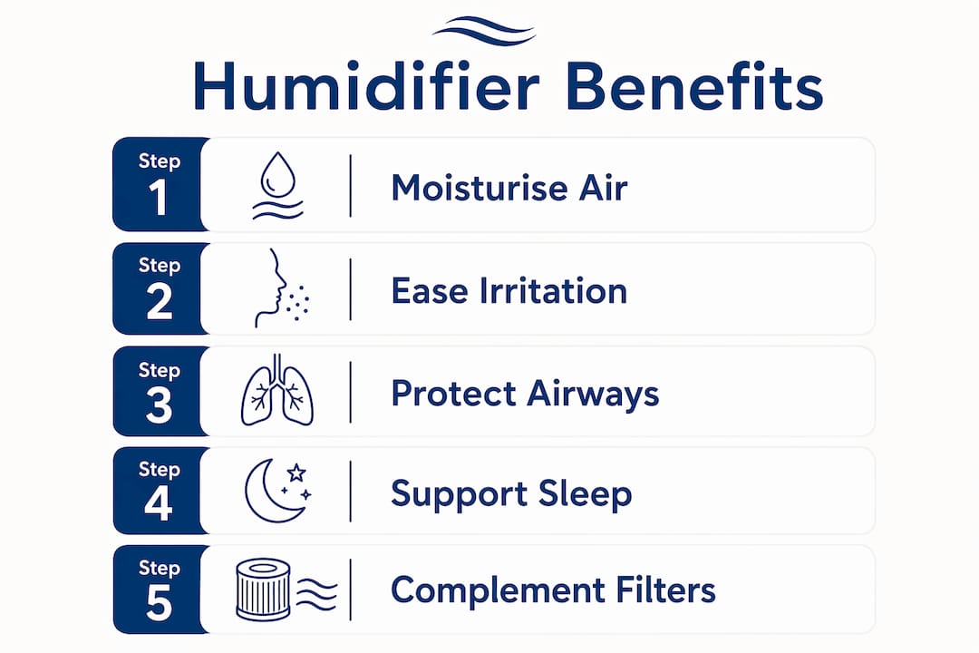 Infographic highlighting humidifier health steps
