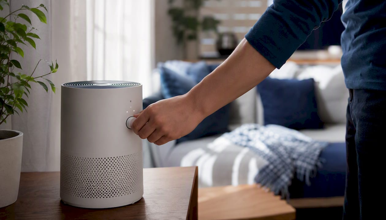 Hand adjusting HEPA air purifier control