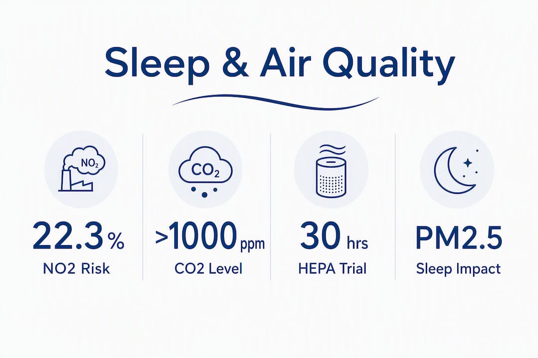 Infographic showing air pollution impact statistics on sleep