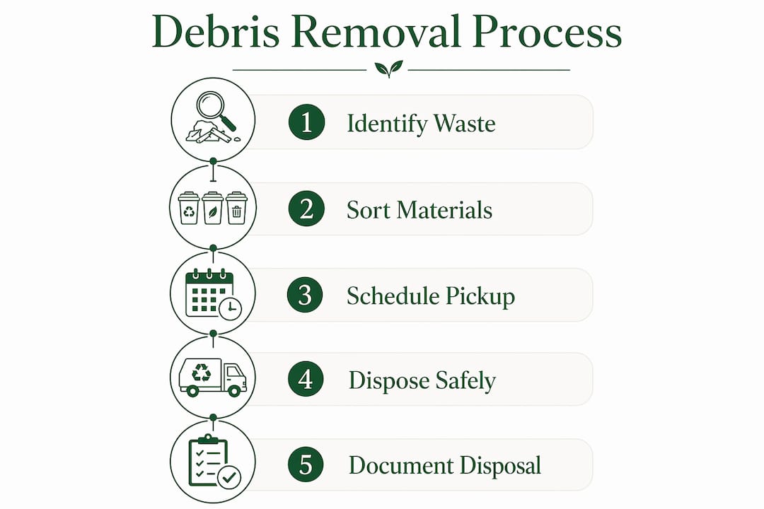 Infographic showing construction debris removal process steps
