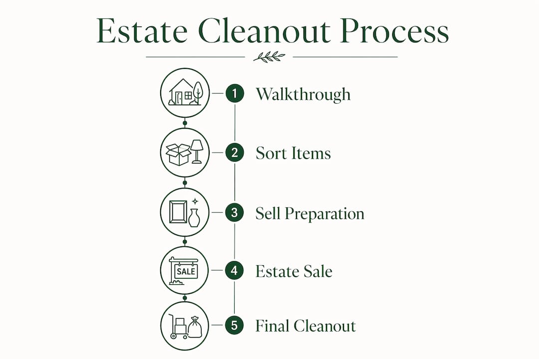 Infographic showing estate cleanout step timeline